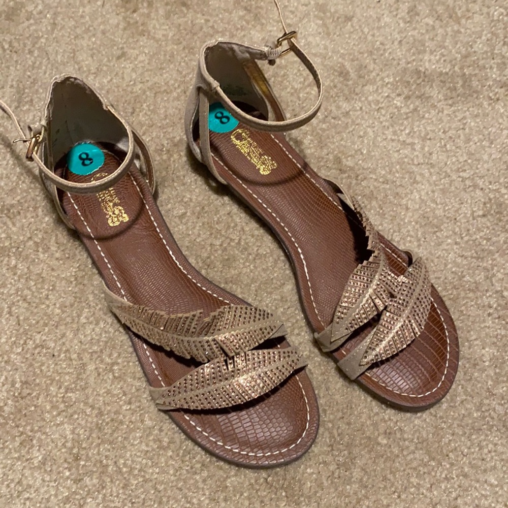 Feather jeweled sandals